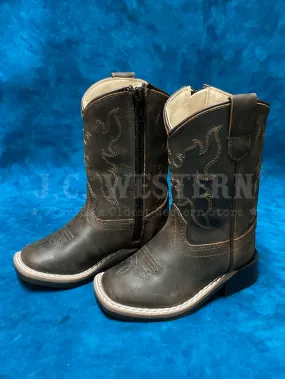 Old West BSI1904 Toddlers Square Toe Western Boot Dark Brown