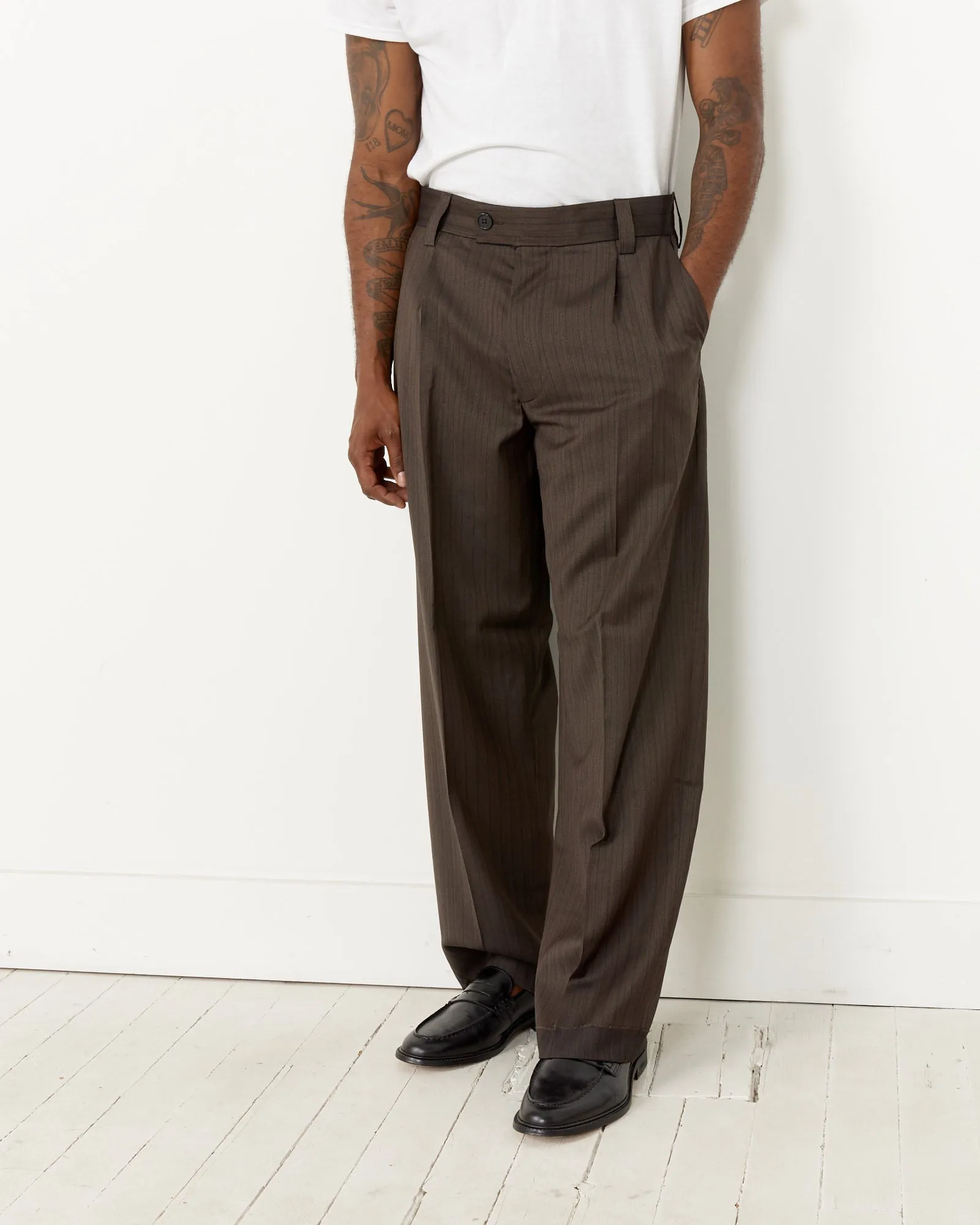 Patch Trouser in Vintage Pinstripe