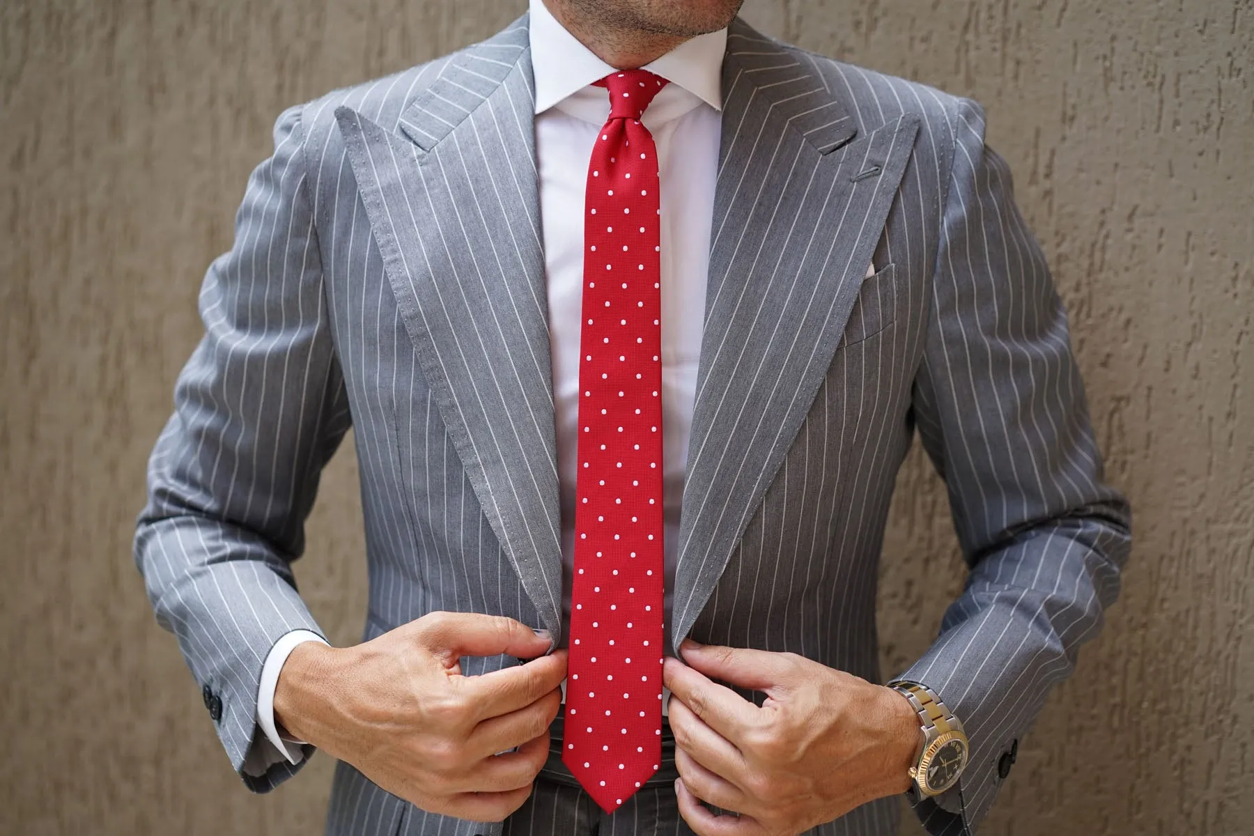 Red with White Polka Dots Skinny Tie