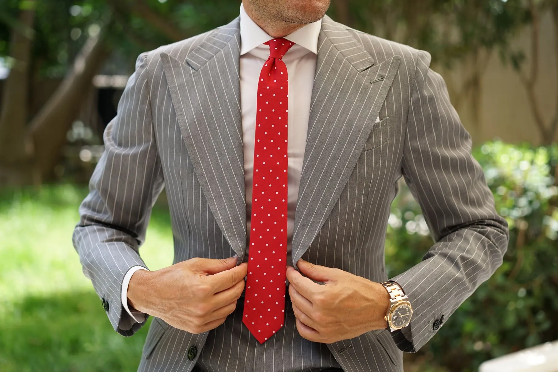 Red with White Polka Dots Skinny Tie