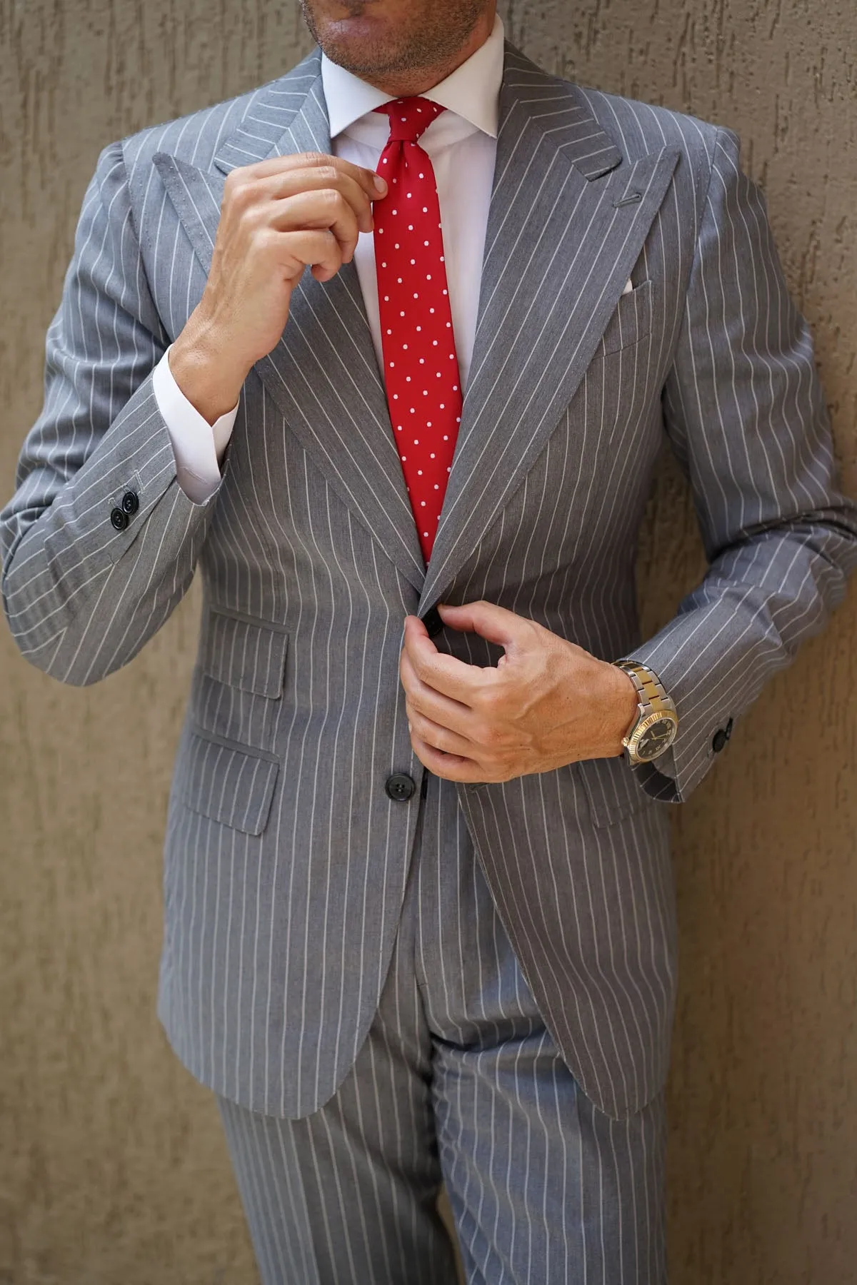 Red with White Polka Dots Skinny Tie