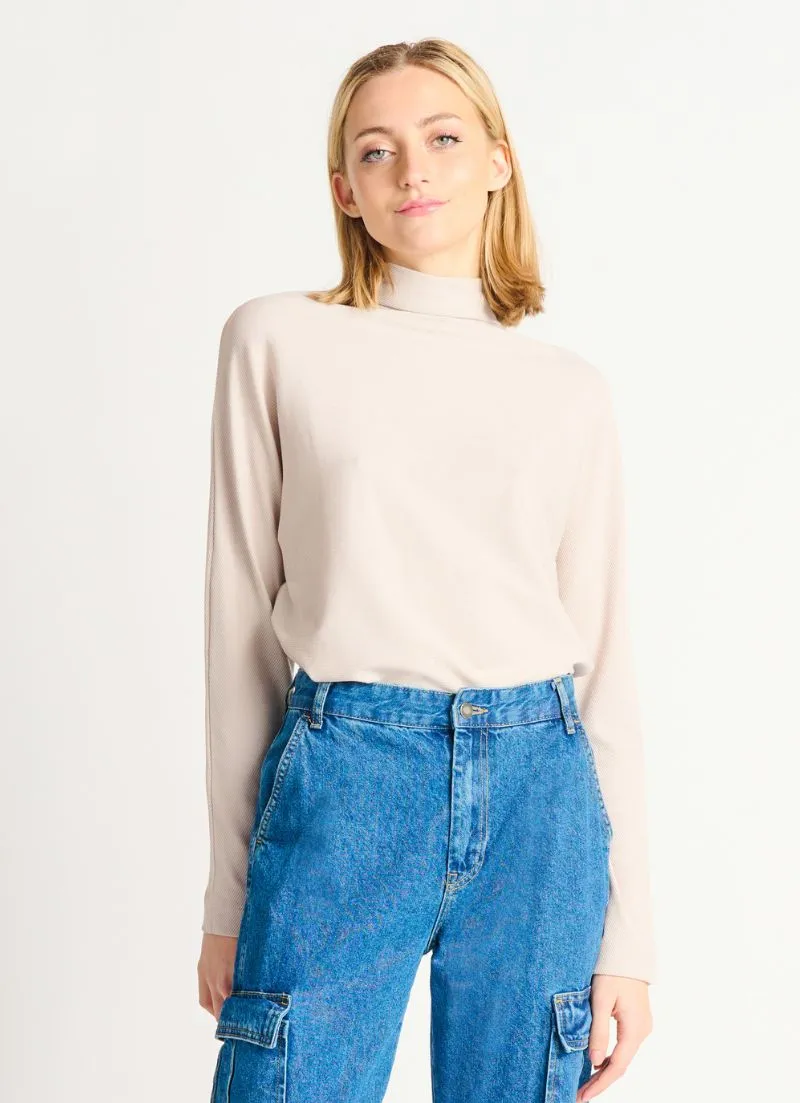 Ribbed Mockneck Knit Top