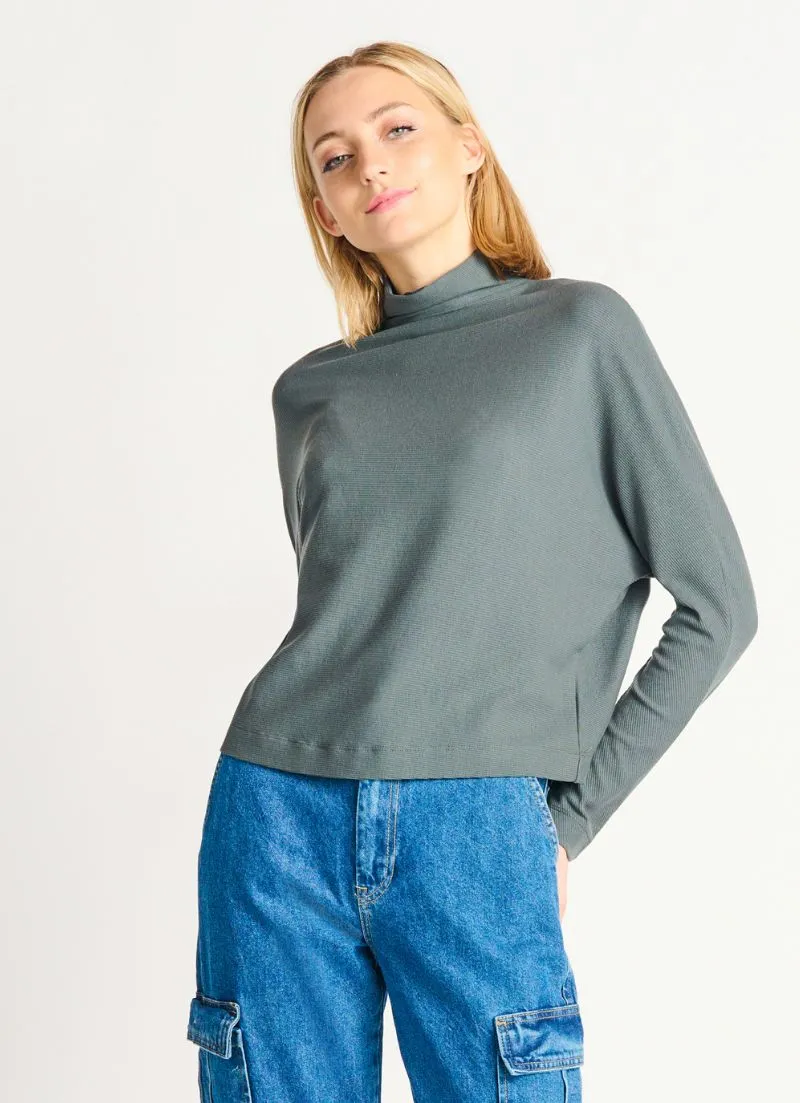 Ribbed Mockneck Knit Top