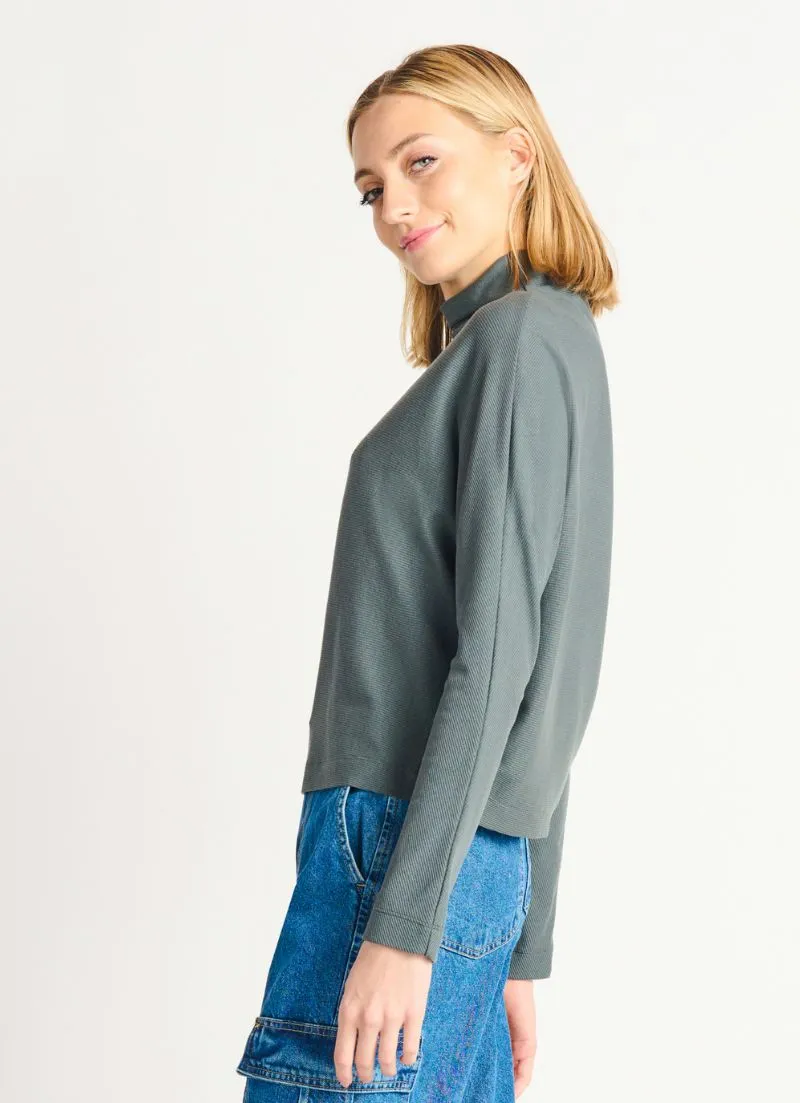 Ribbed Mockneck Knit Top