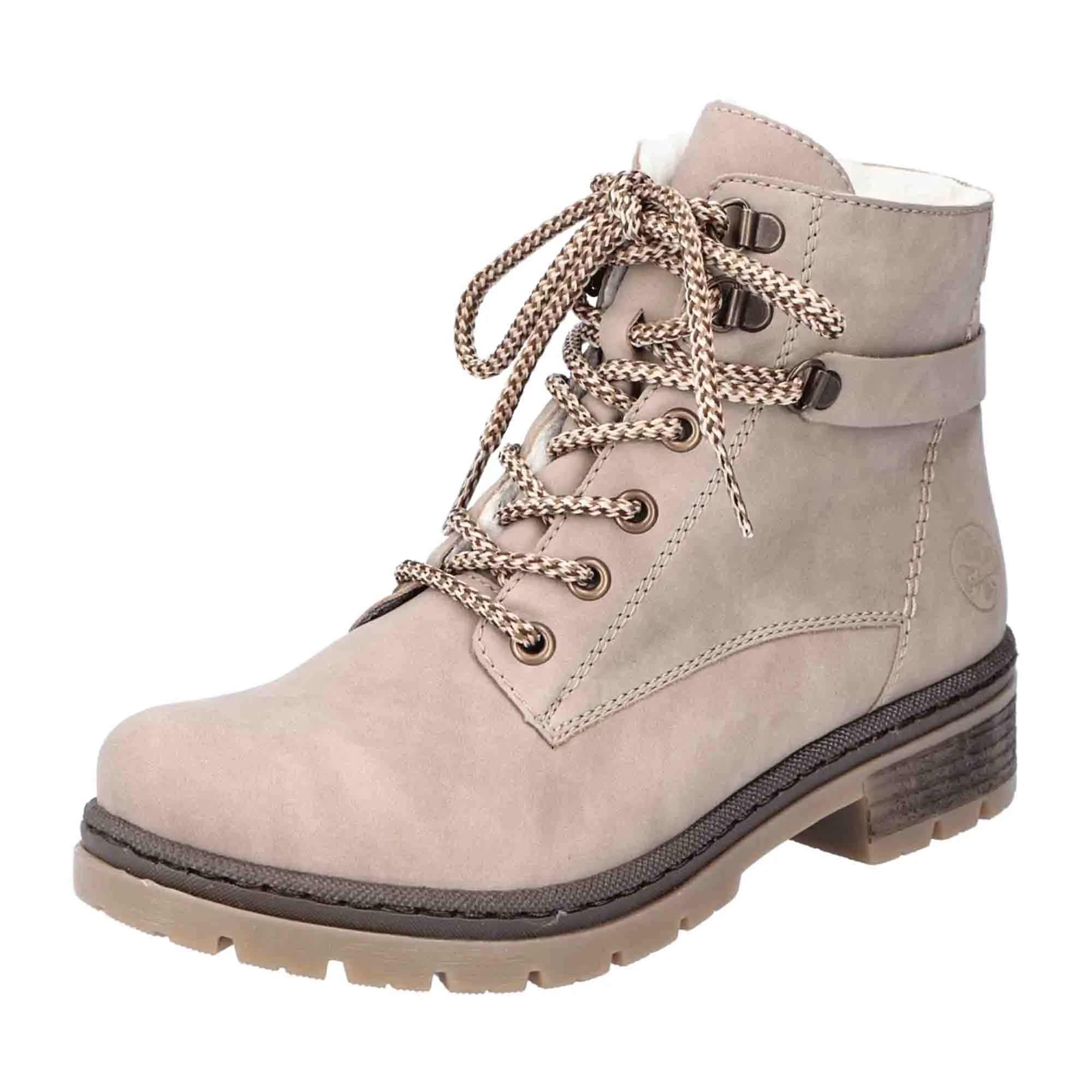 Rieker Beige Women's Boots with Warm Lining and Comfortable Fit