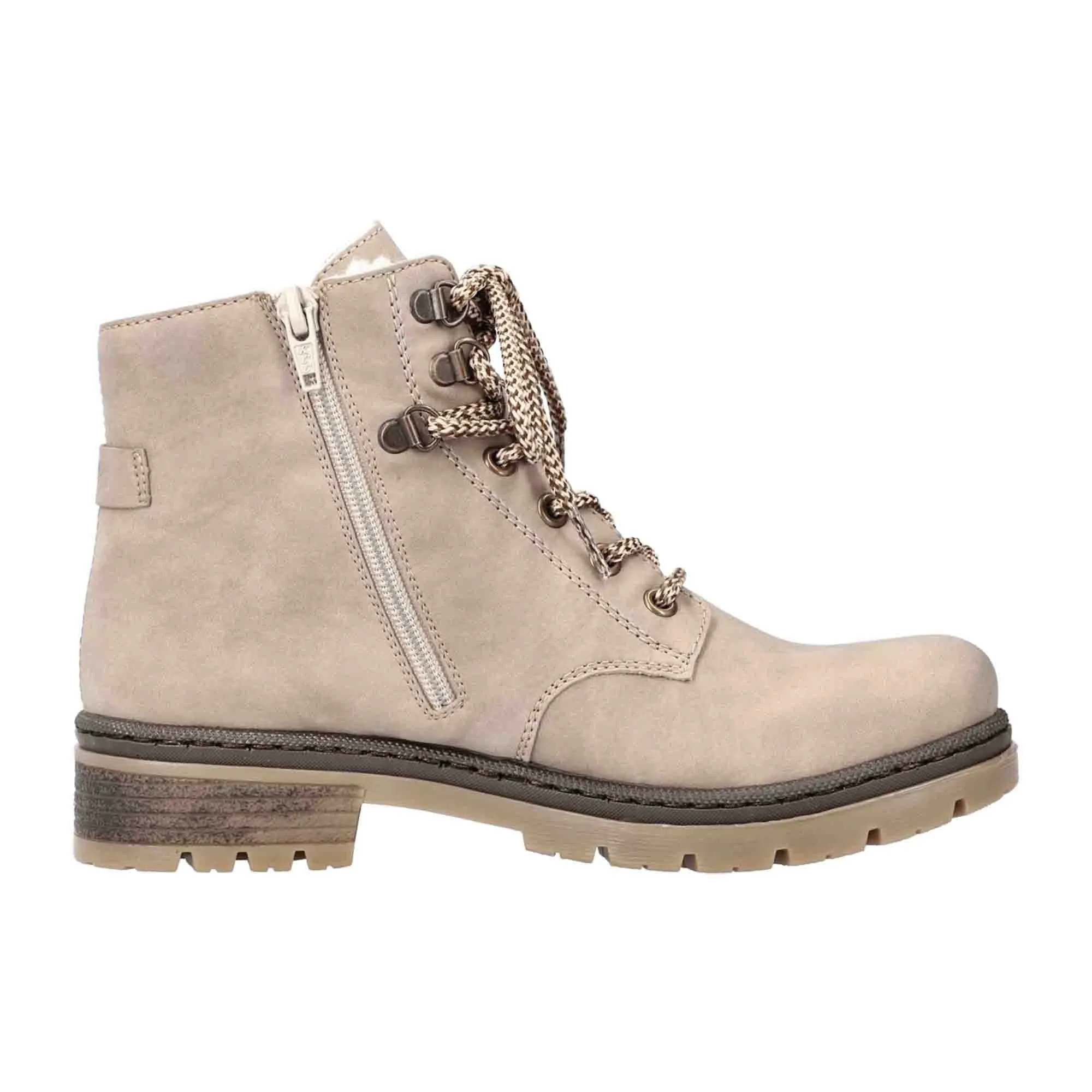 Rieker Beige Women's Boots with Warm Lining and Comfortable Fit