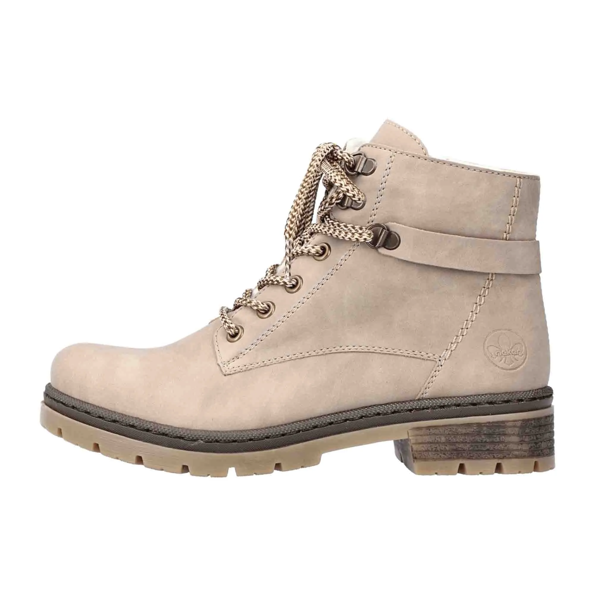 Rieker Beige Women's Boots with Warm Lining and Comfortable Fit