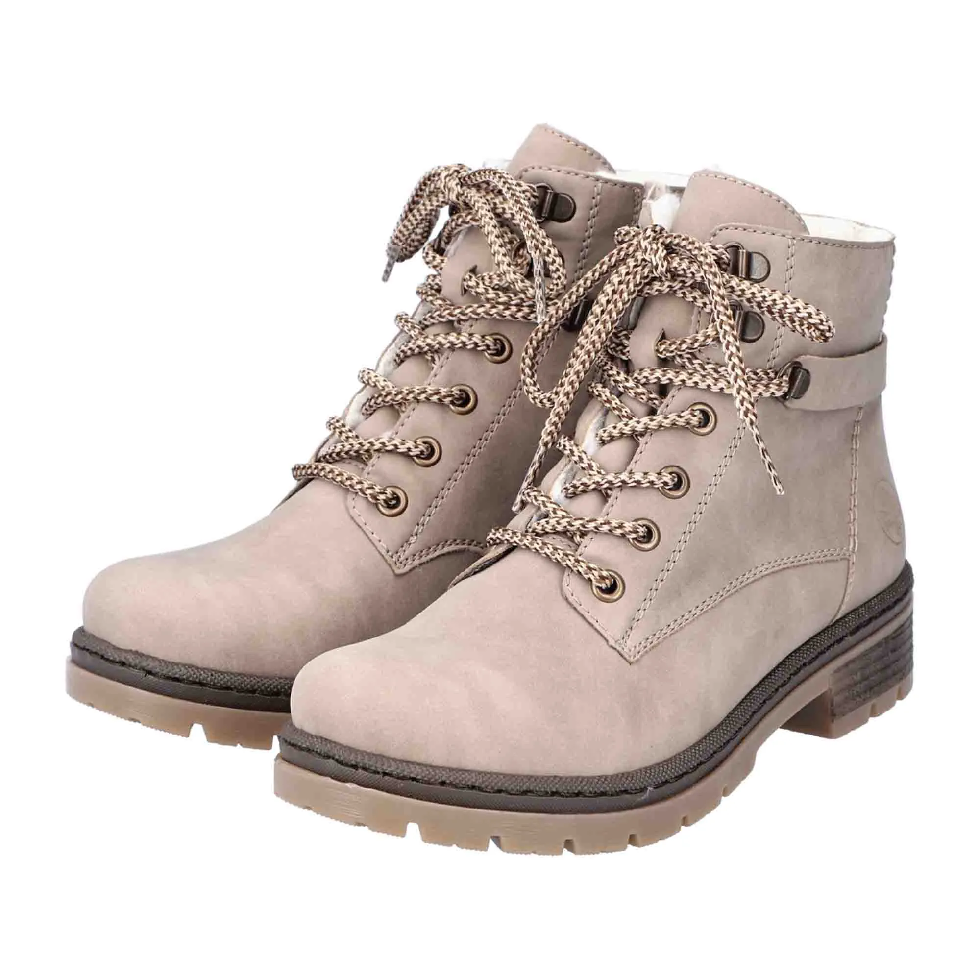 Rieker Beige Women's Boots with Warm Lining and Comfortable Fit