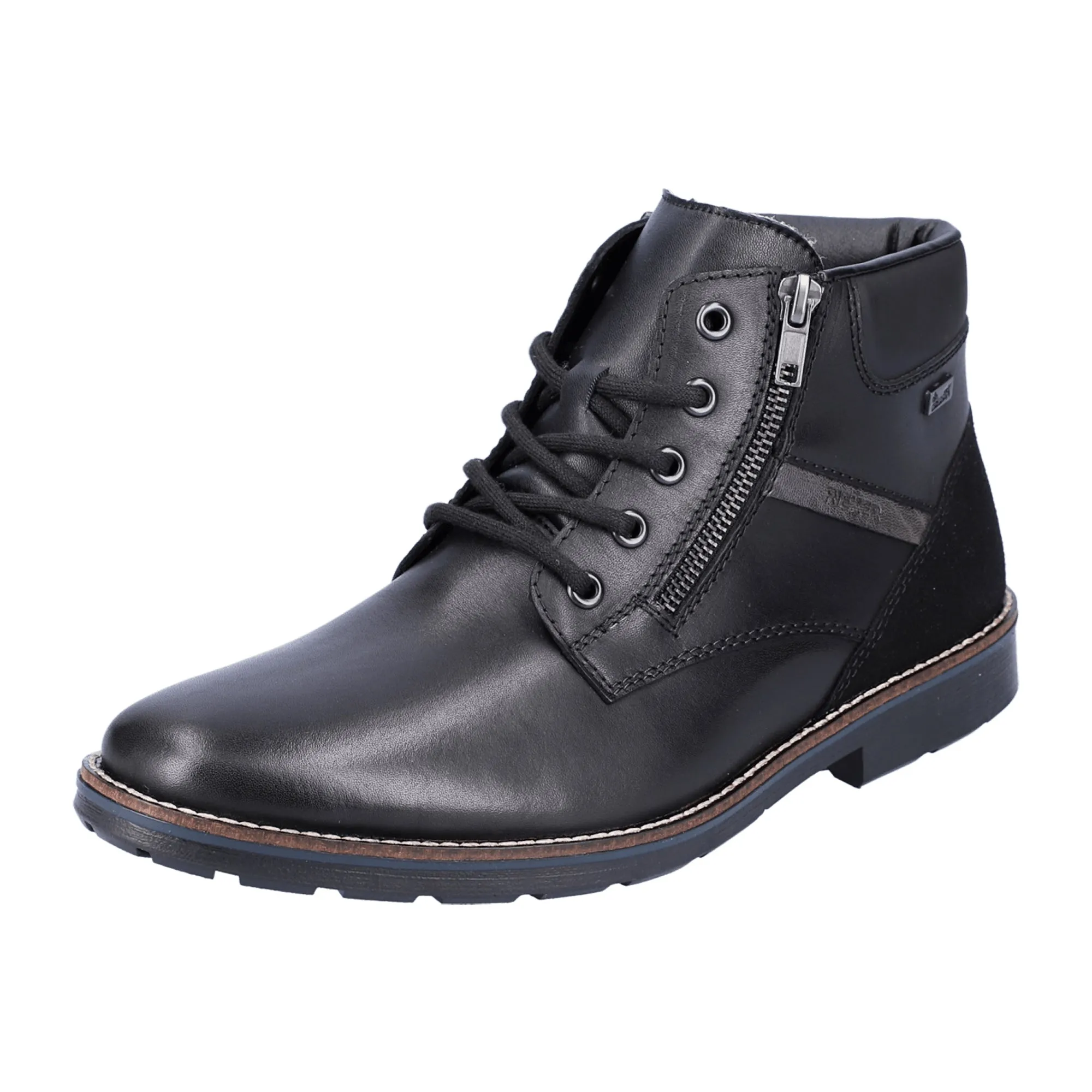 Rieker Black Lace-Up Boots for Men Casual Fall Winter Shoes