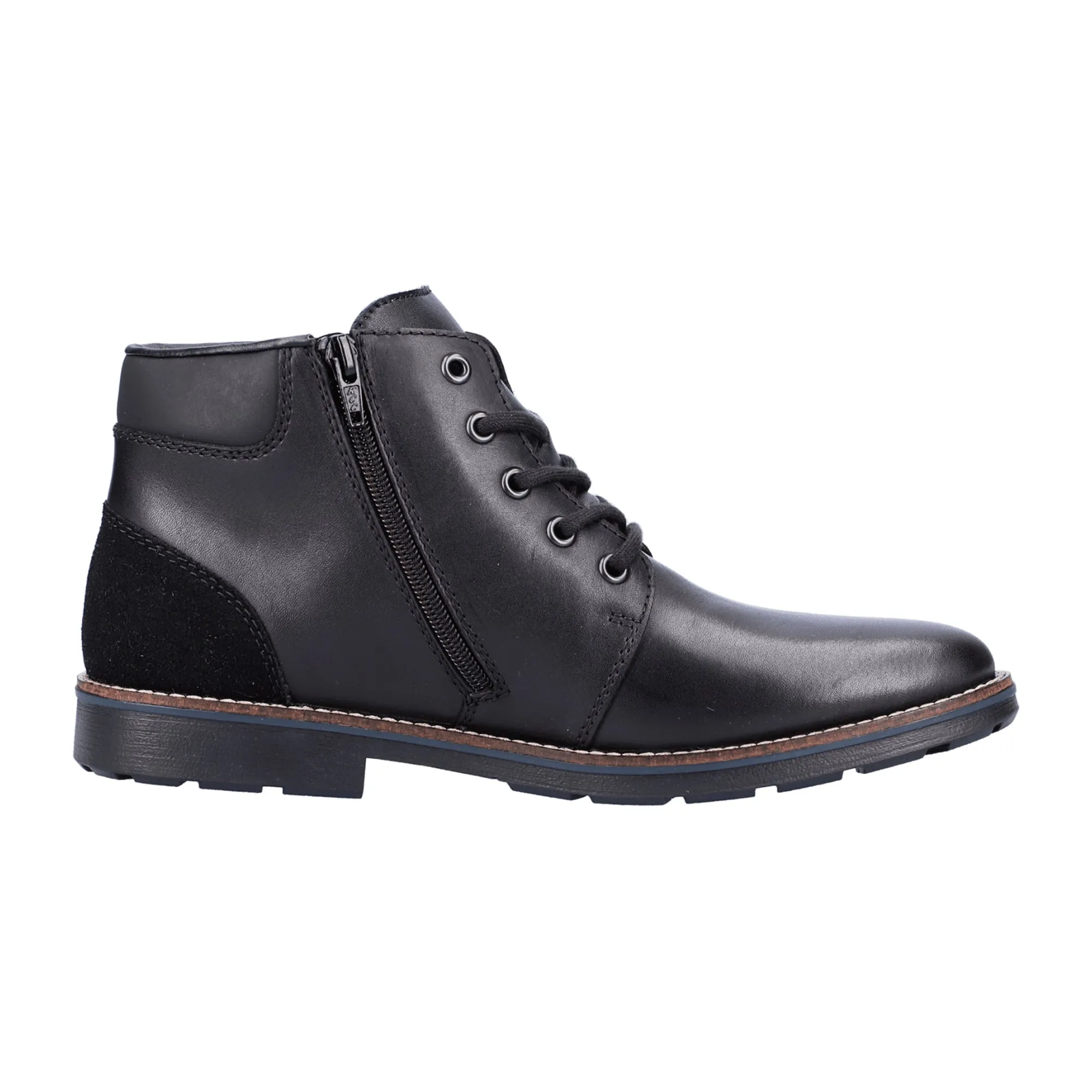 Rieker Black Lace-Up Boots for Men Casual Fall Winter Shoes