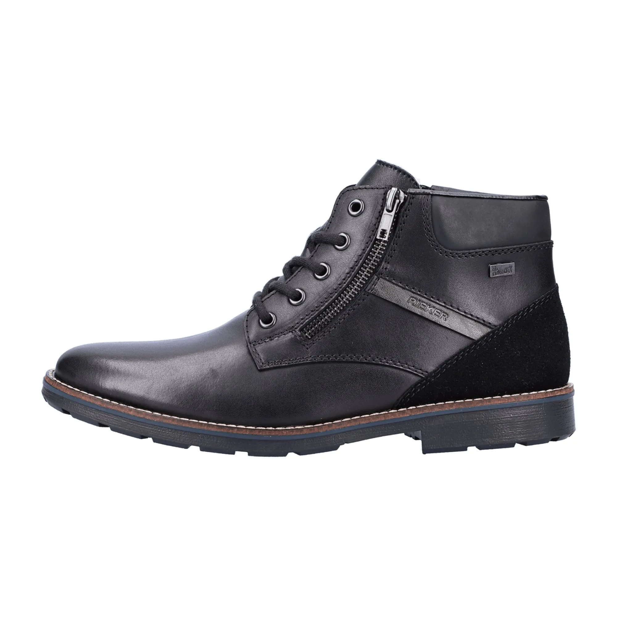 Rieker Black Lace-Up Boots for Men Casual Fall Winter Shoes