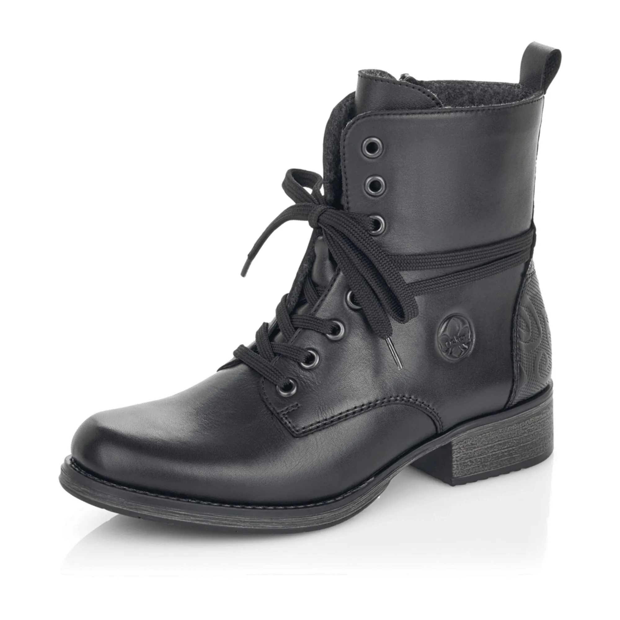 Rieker Y971022 Black Women's Boots Lace-Up Leather Winter Footwear