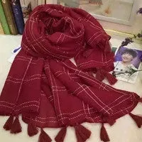 Scarf Beach Scarves From India poncho Casual Loose Sexy Shawls Ladies Plaid Fringed Wrap Scarfs