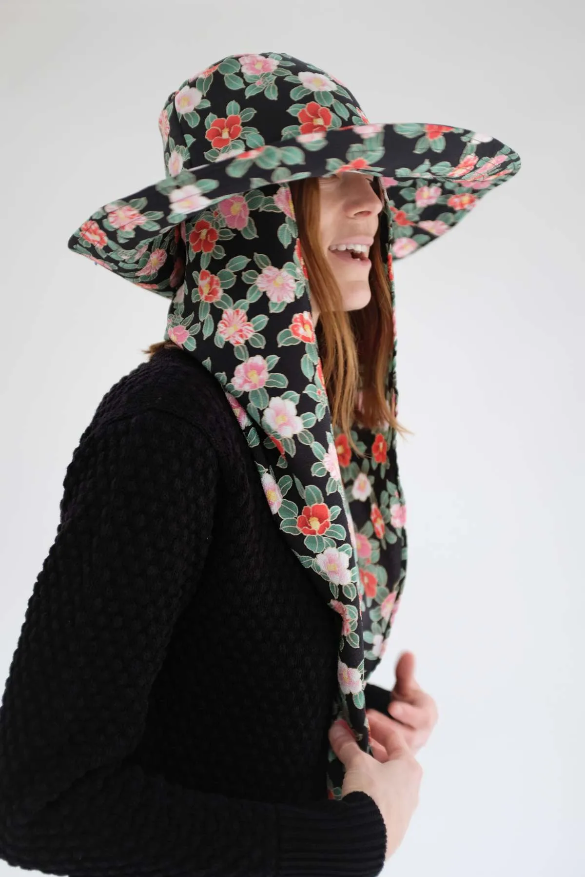 Scarf Hat - Black Floral