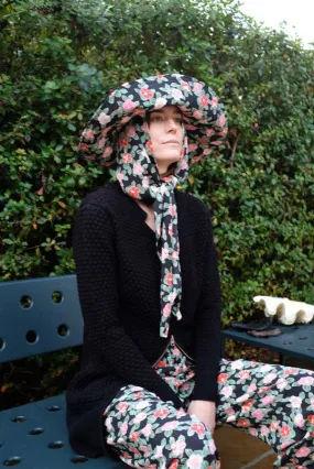 Scarf Hat - Black Floral