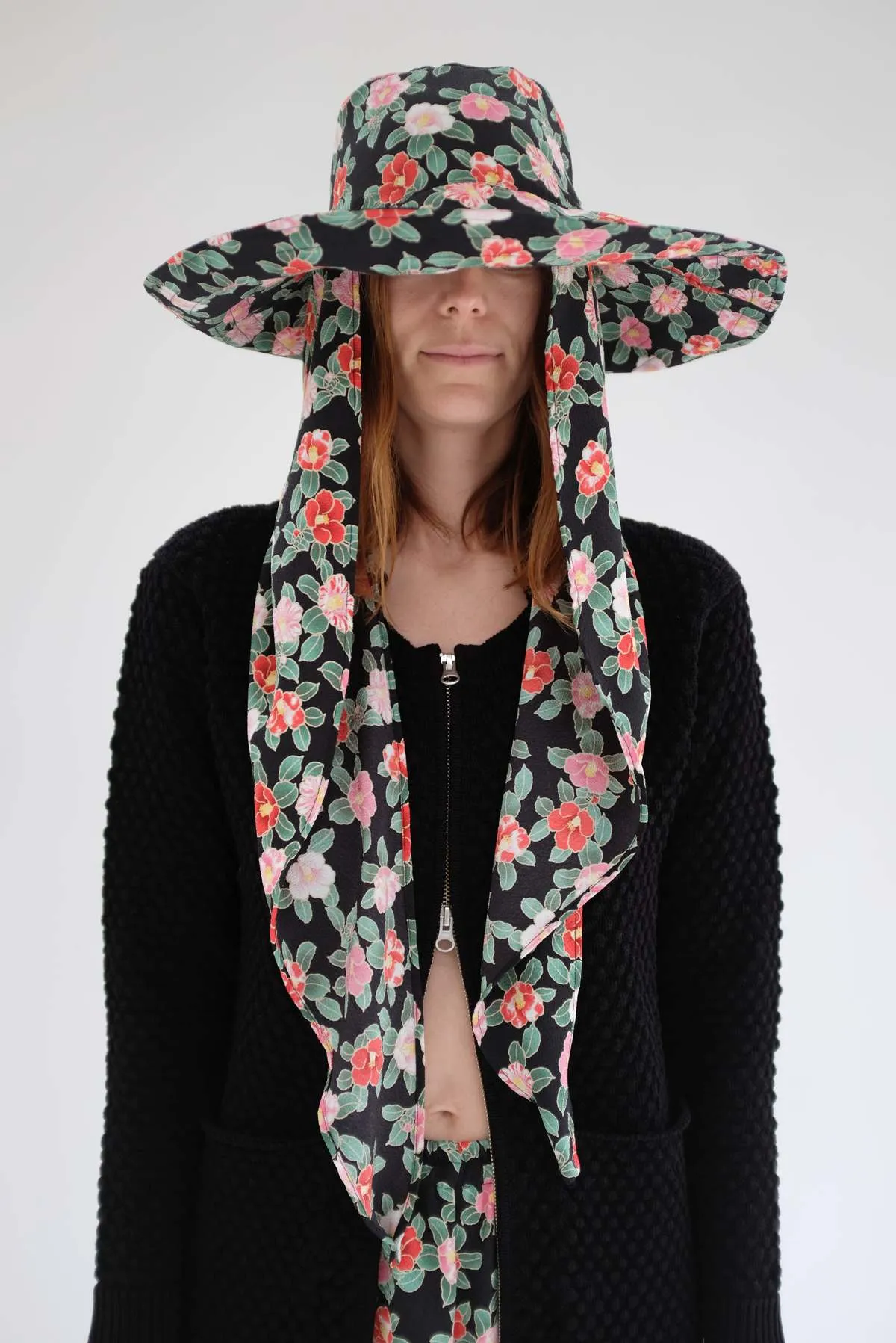 Scarf Hat - Black Floral