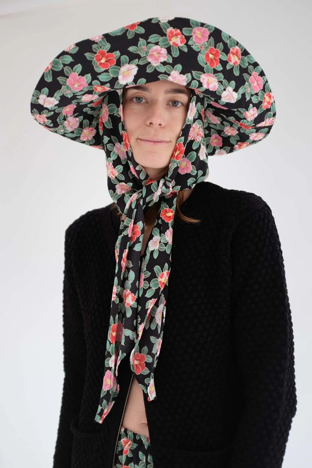 Scarf Hat - Black Floral