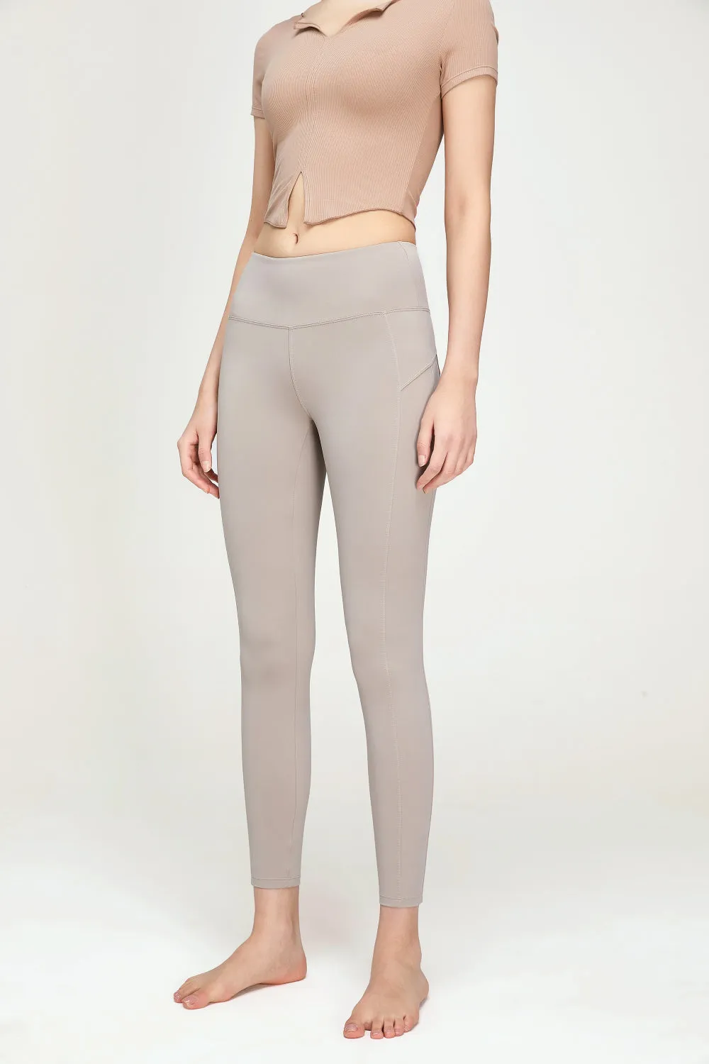 Seam Detail Wide Waistband Sports Leggings