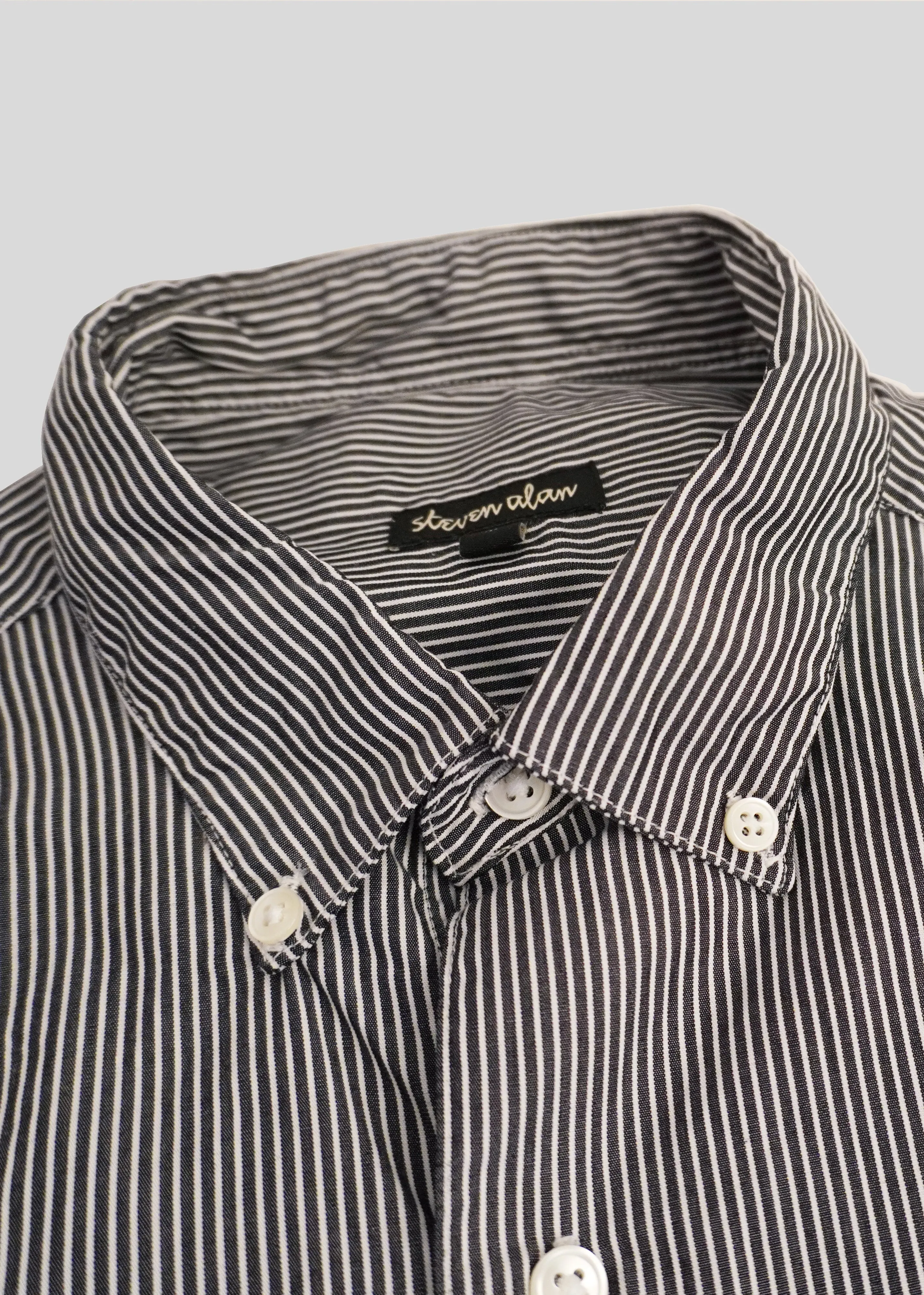 Single Needle Shirt, Regimented BW Stripe