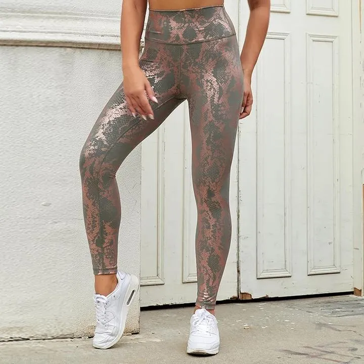 Snake Metallic Leggings in Gold