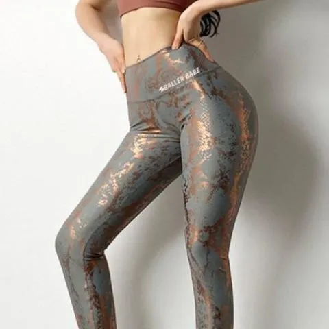 Snake Metallic Leggings in Gold