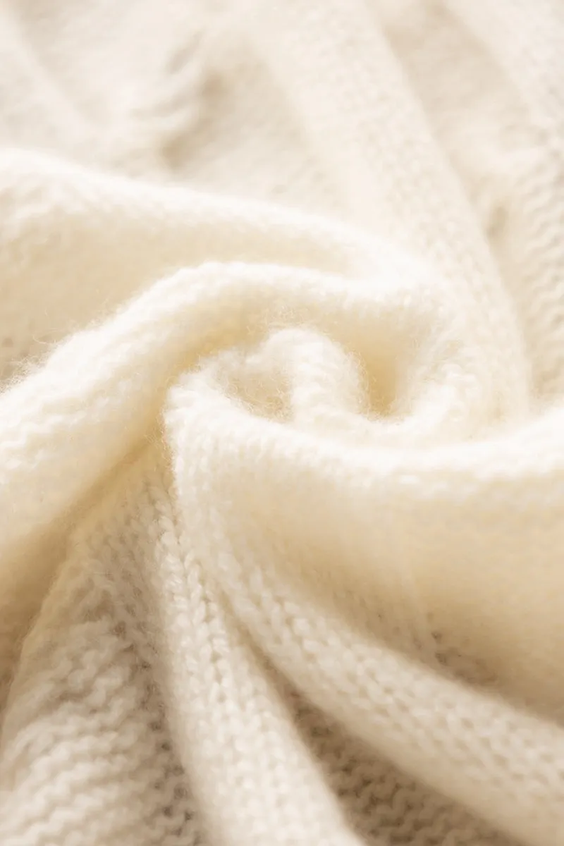 Solid Cable-Knit Cashmere Scarf