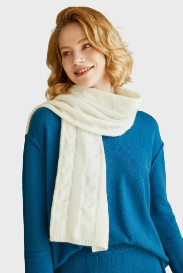 Solid Cable-Knit Cashmere Scarf