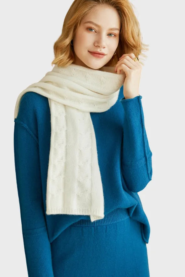 Solid Cable-Knit Cashmere Scarf