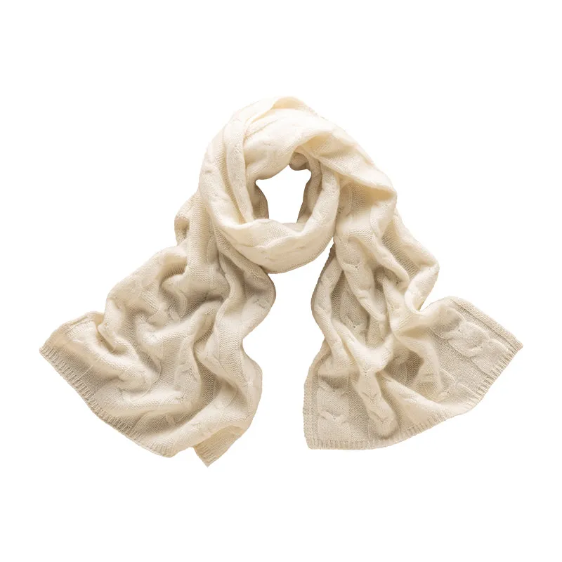 Solid Cable-Knit Cashmere Scarf