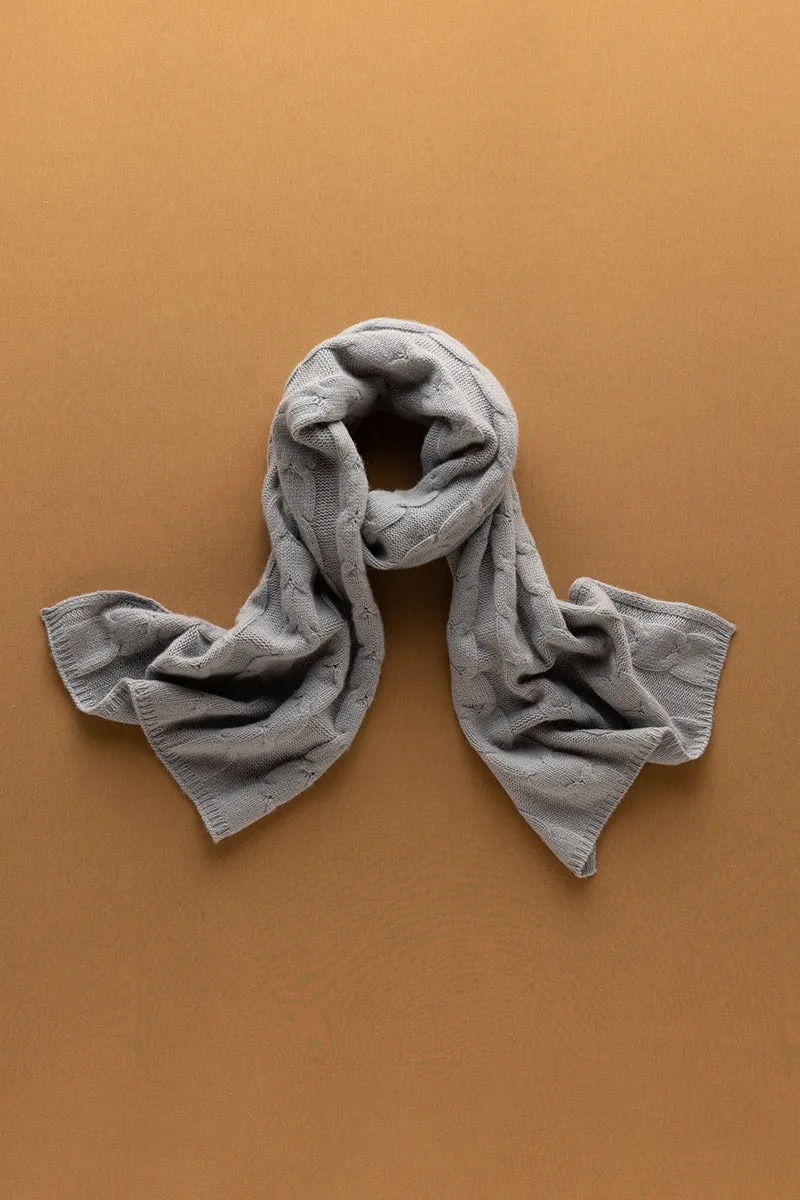 Solid Cable-Knit Cashmere Scarf