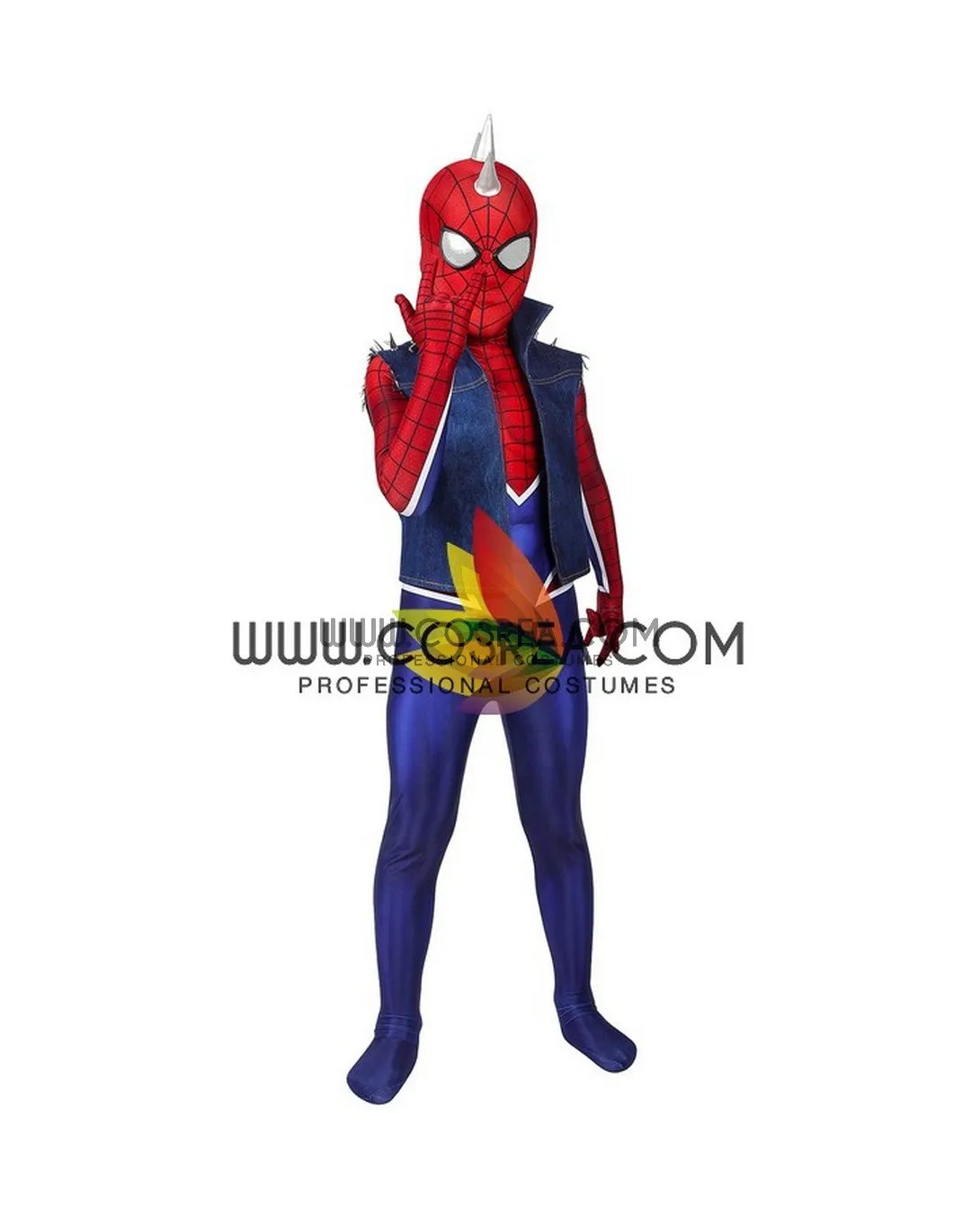 Spiderman PS4 Game Punk Suit Kids Size Digital Printed Cosplay Costume