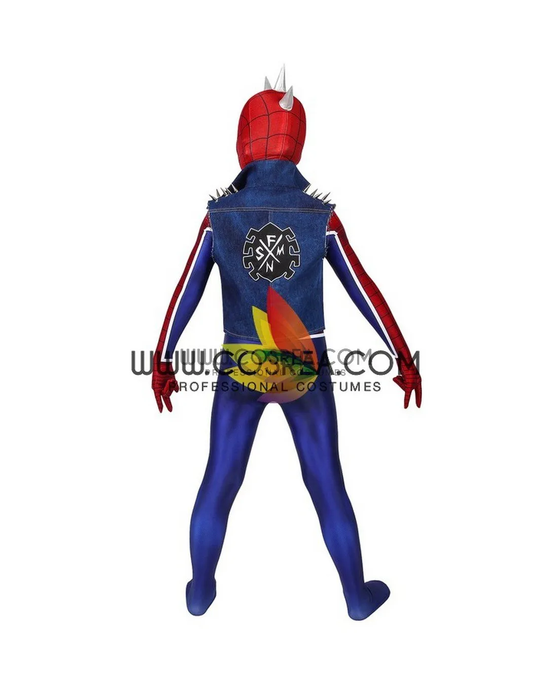 Spiderman PS4 Game Punk Suit Kids Size Digital Printed Cosplay Costume