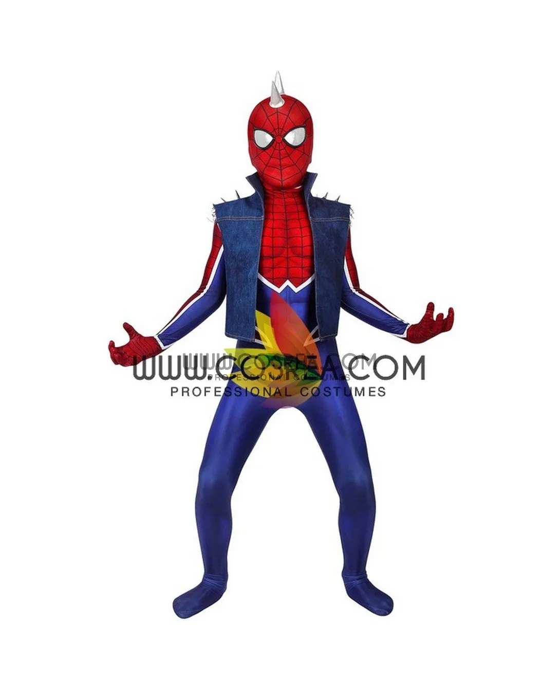 Spiderman PS4 Game Punk Suit Kids Size Digital Printed Cosplay Costume