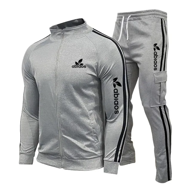 Sports Pants Suit Striped Running Gym Basketball Jogging 2-Piece Set