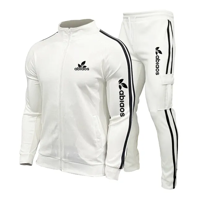 Sports Pants Suit Striped Running Gym Basketball Jogging 2-Piece Set