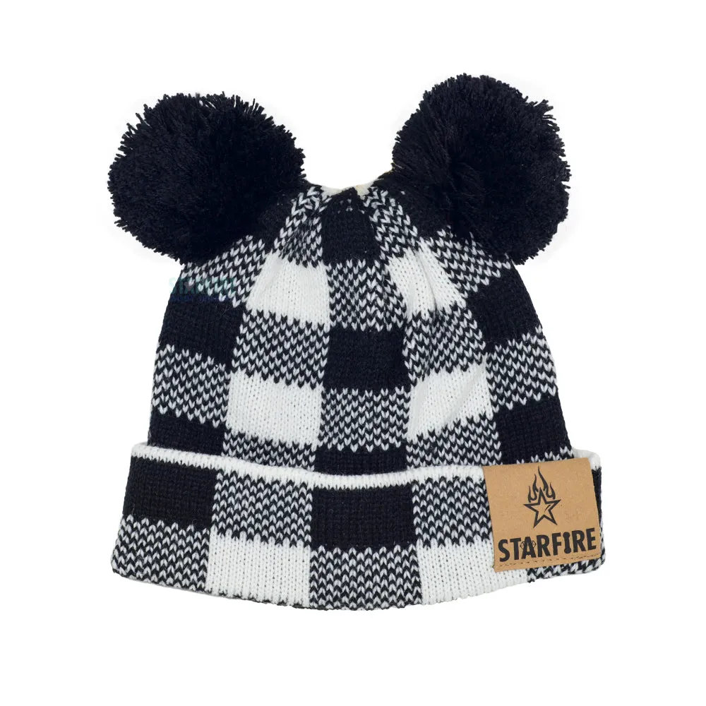 Starfire Baby Buffalo Plaid Double Pom CC Beanie