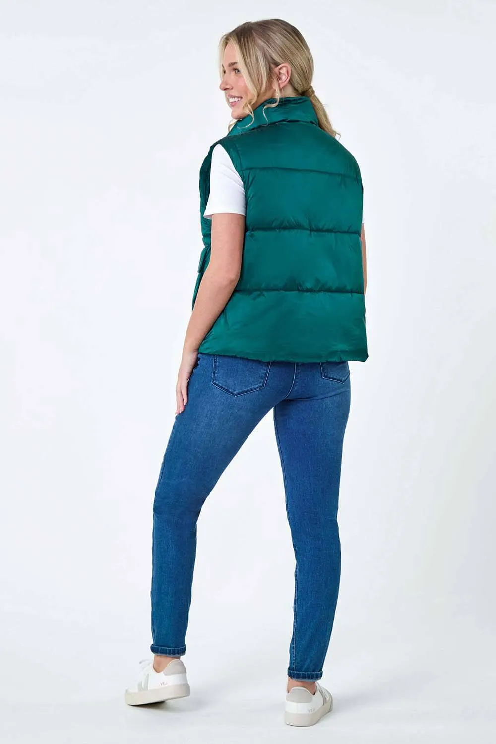 Teal Pocket Detail Quilted Gilet | Roman UK