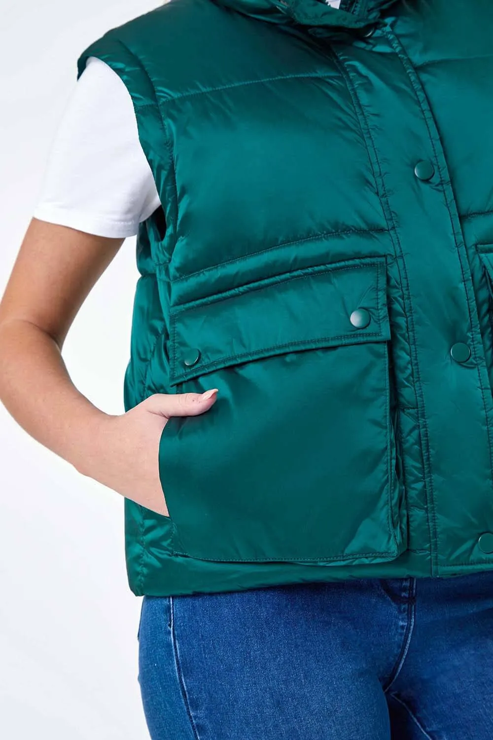 Teal Pocket Detail Quilted Gilet | Roman UK