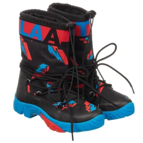 Teen Black Logo Snow Boots