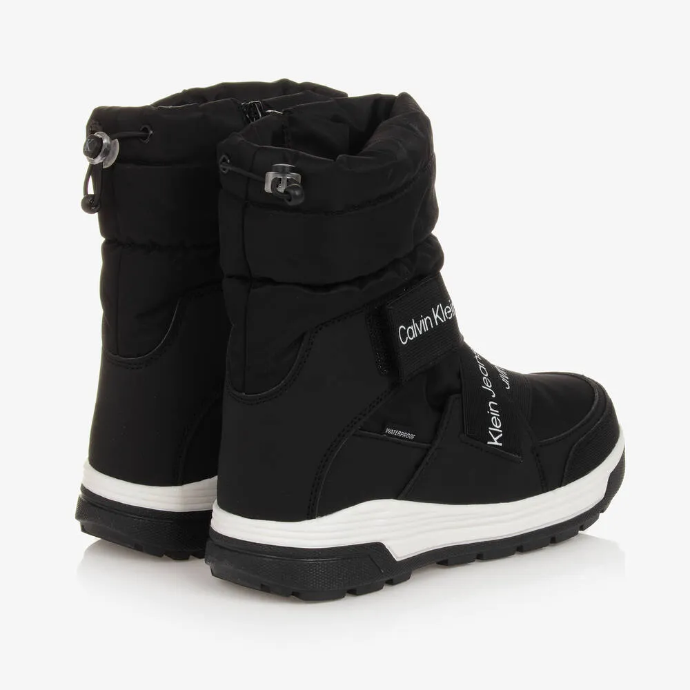 Teen Black Waterproof Snow Boots