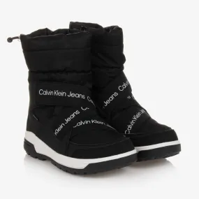 Teen Black Waterproof Snow Boots