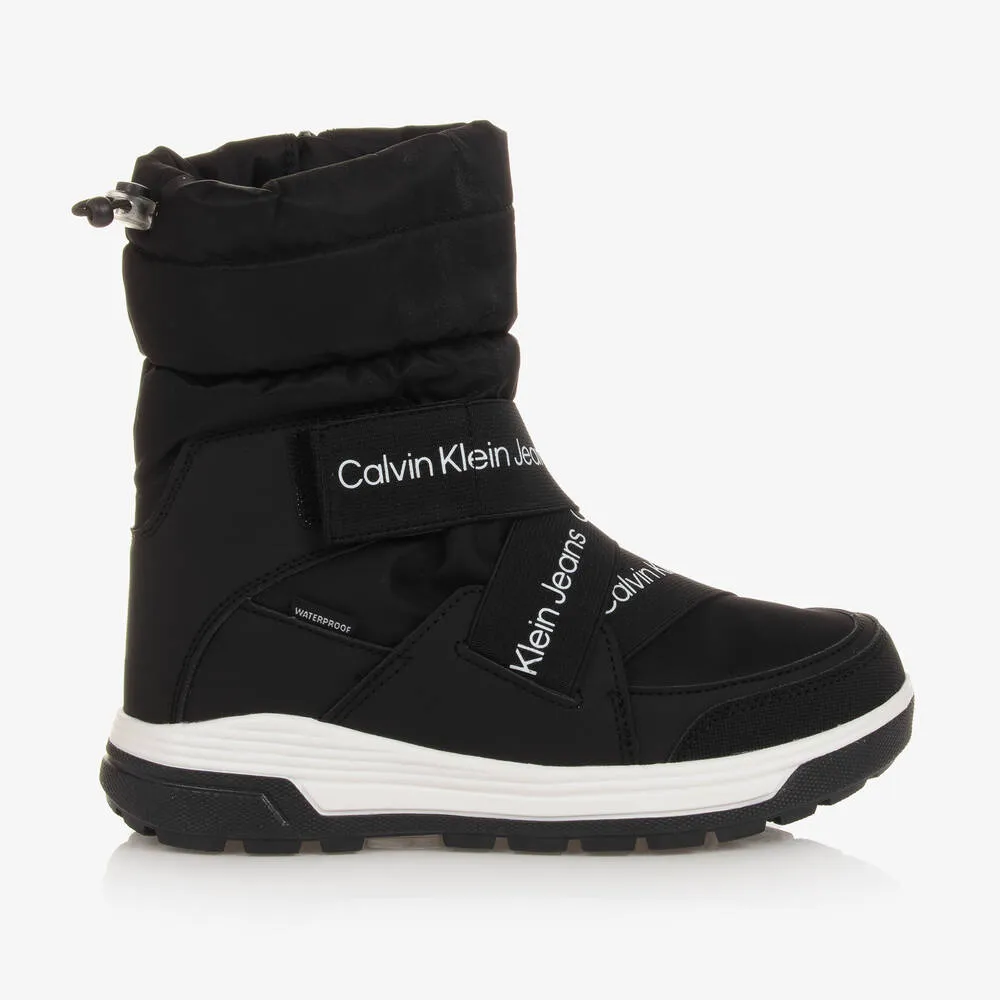 Teen Black Waterproof Snow Boots