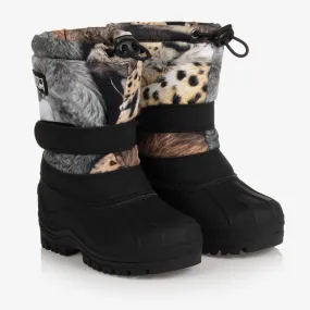 Teen Brown Leopard Snow Boots