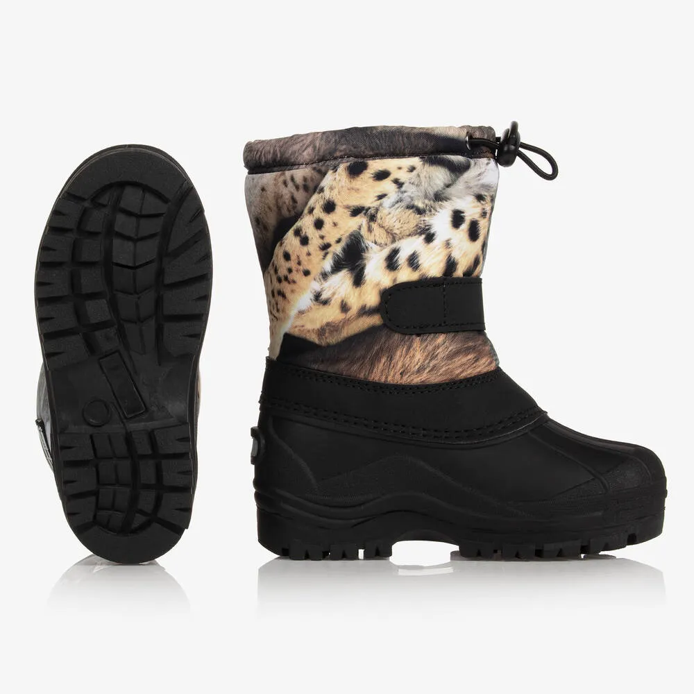 Teen Brown Leopard Snow Boots