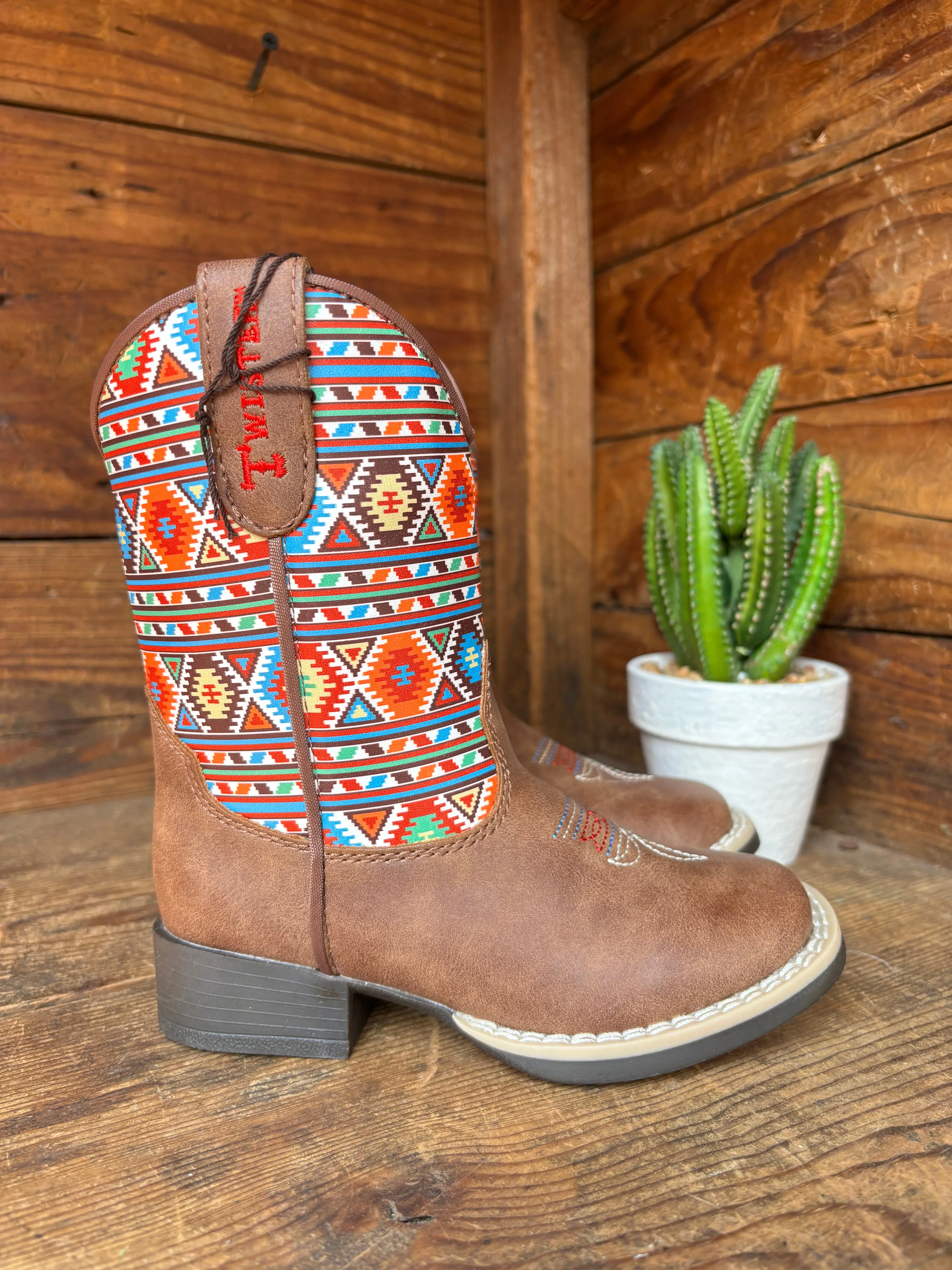 Twister Daniella Brown with Aztec Print Toddler Cowboy Boots 4413502