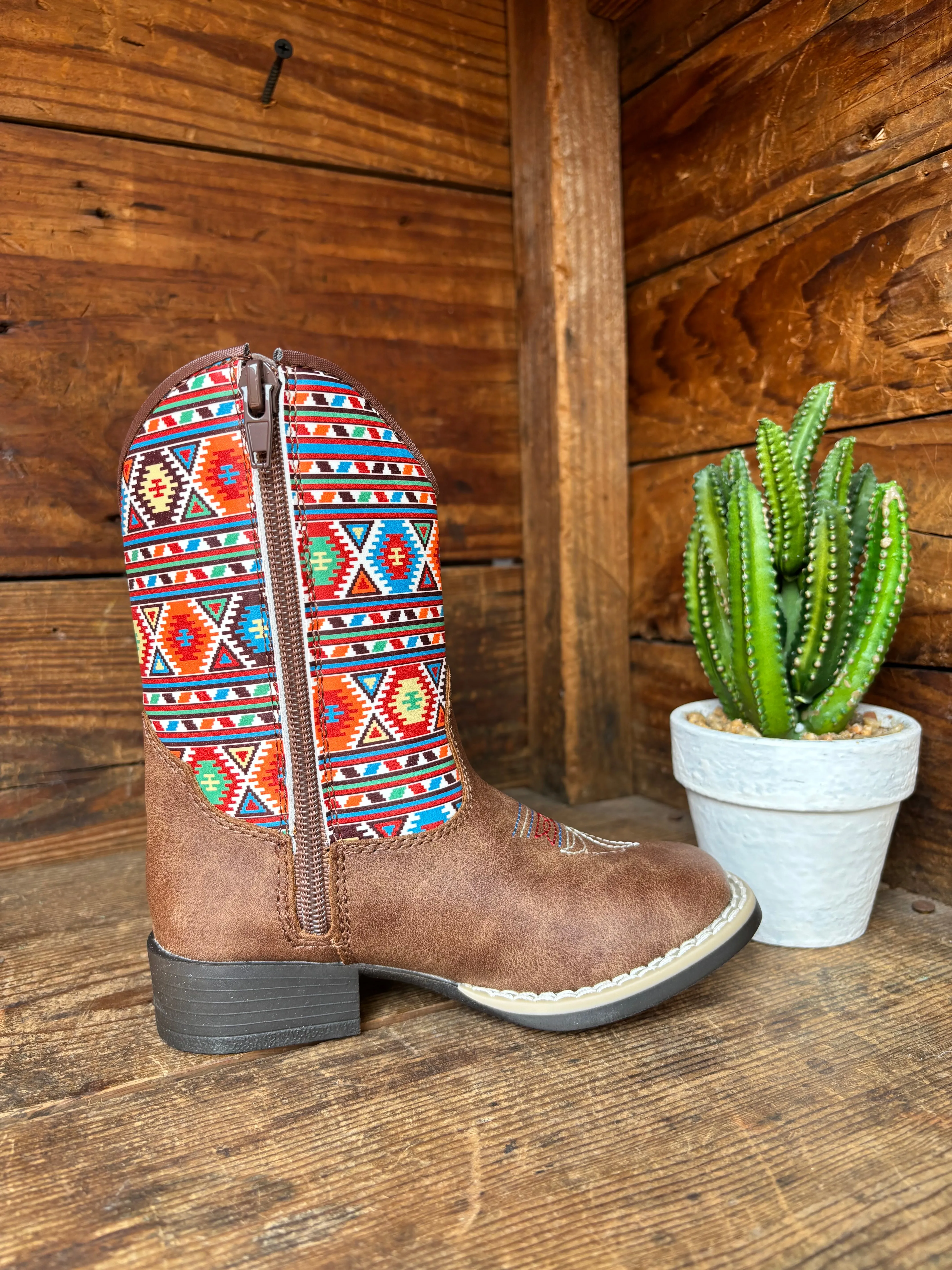 Twister Daniella Brown with Aztec Print Toddler Cowboy Boots 4413502