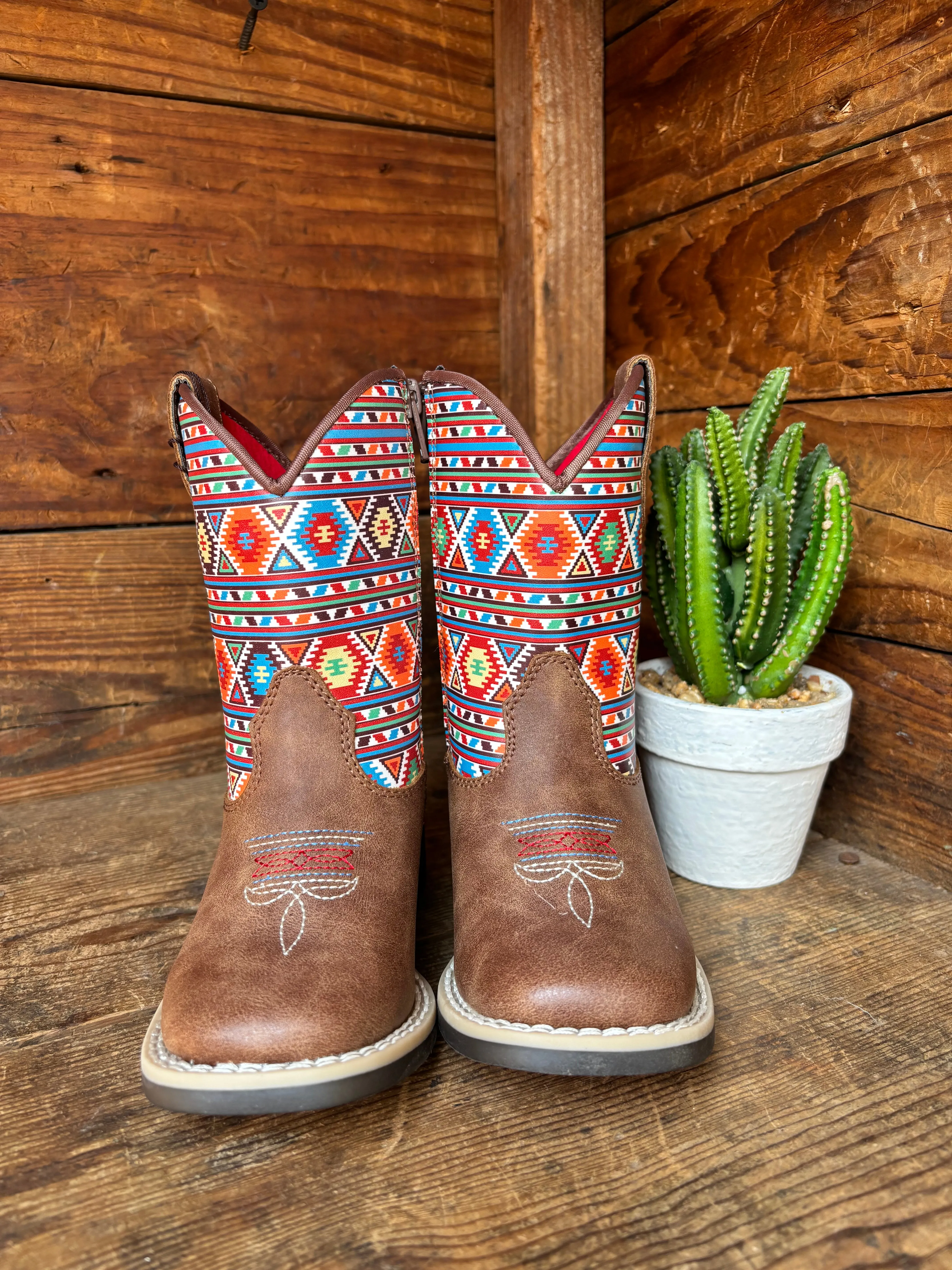 Twister Daniella Brown with Aztec Print Toddler Cowboy Boots 4413502