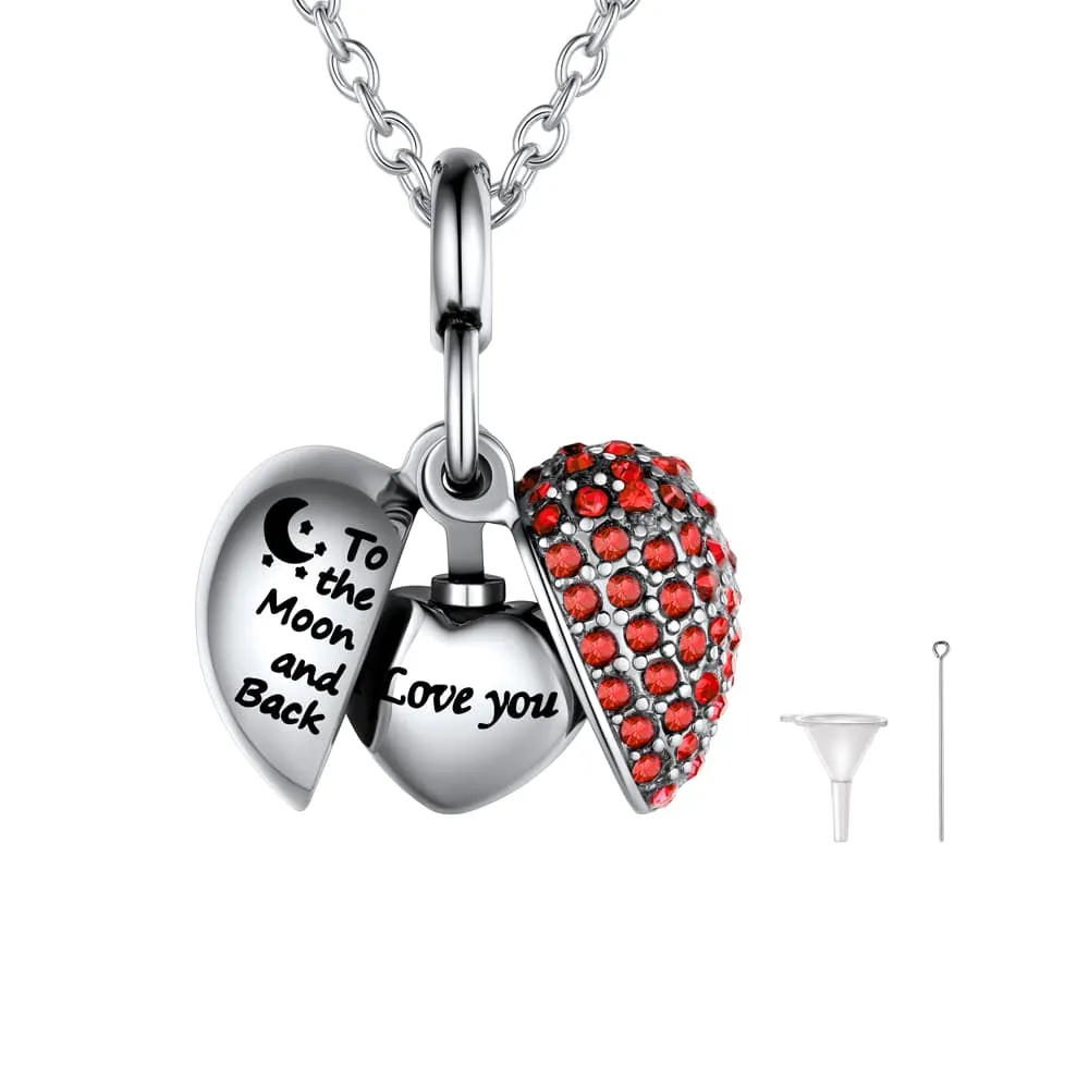 U7 Jewelry Heart Shape Birthstone Urn Memorial Necklace For Ashes