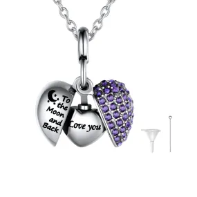 U7 Jewelry Heart Shape Birthstone Urn Memorial Necklace For Ashes