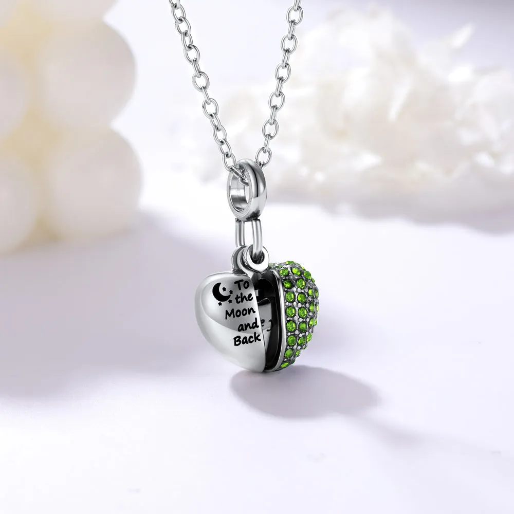 U7 Jewelry Heart Shape Birthstone Urn Memorial Necklace For Ashes